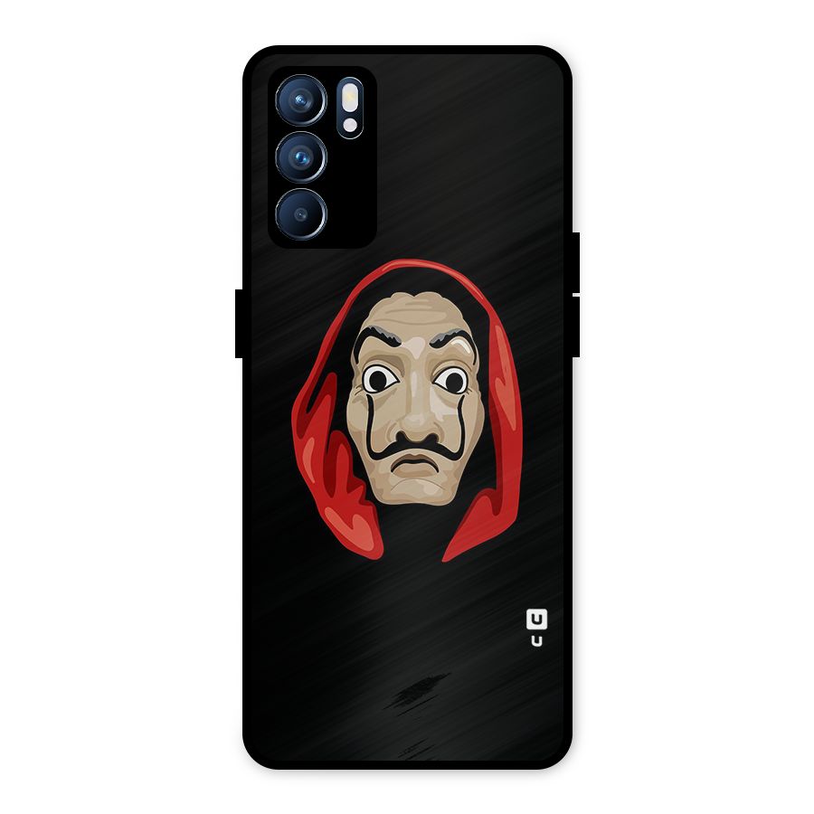 Money Heist Mask Metal Back Case for Oppo Reno6 5G