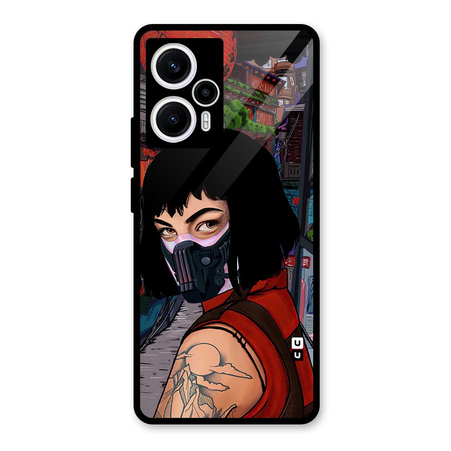 Money Heist Tokyo Mask Glass Back Case for Poco F5