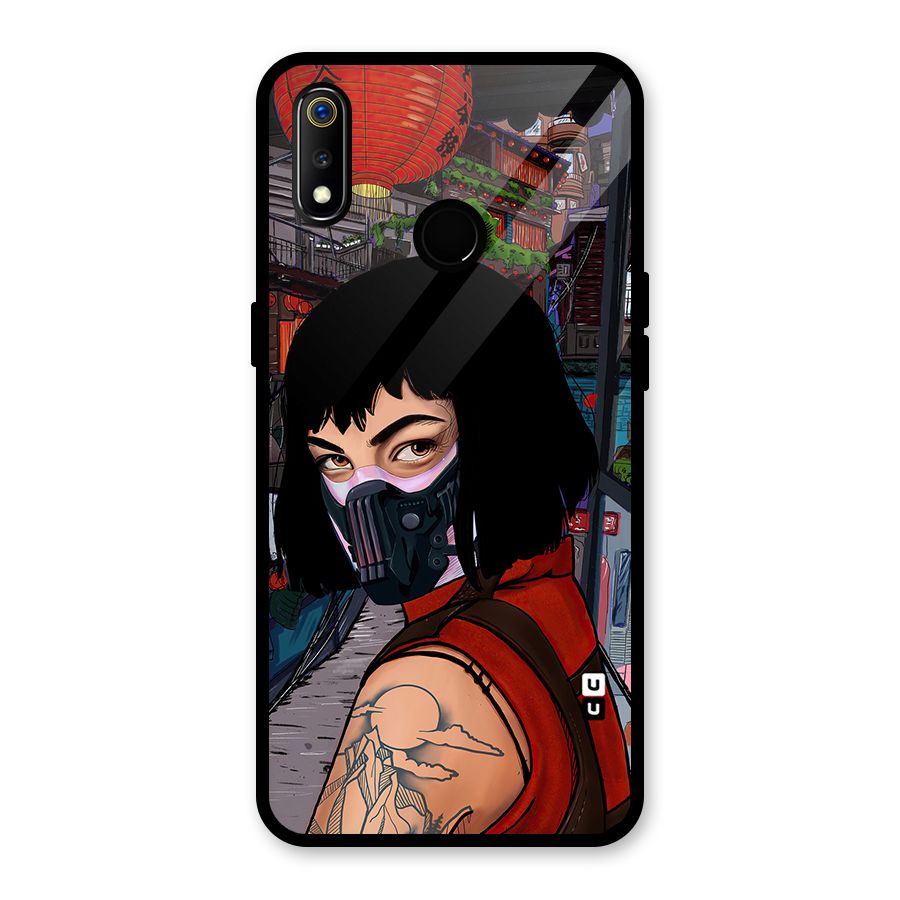 Money Heist Tokyo Mask Glass Back Case for Realme 3i