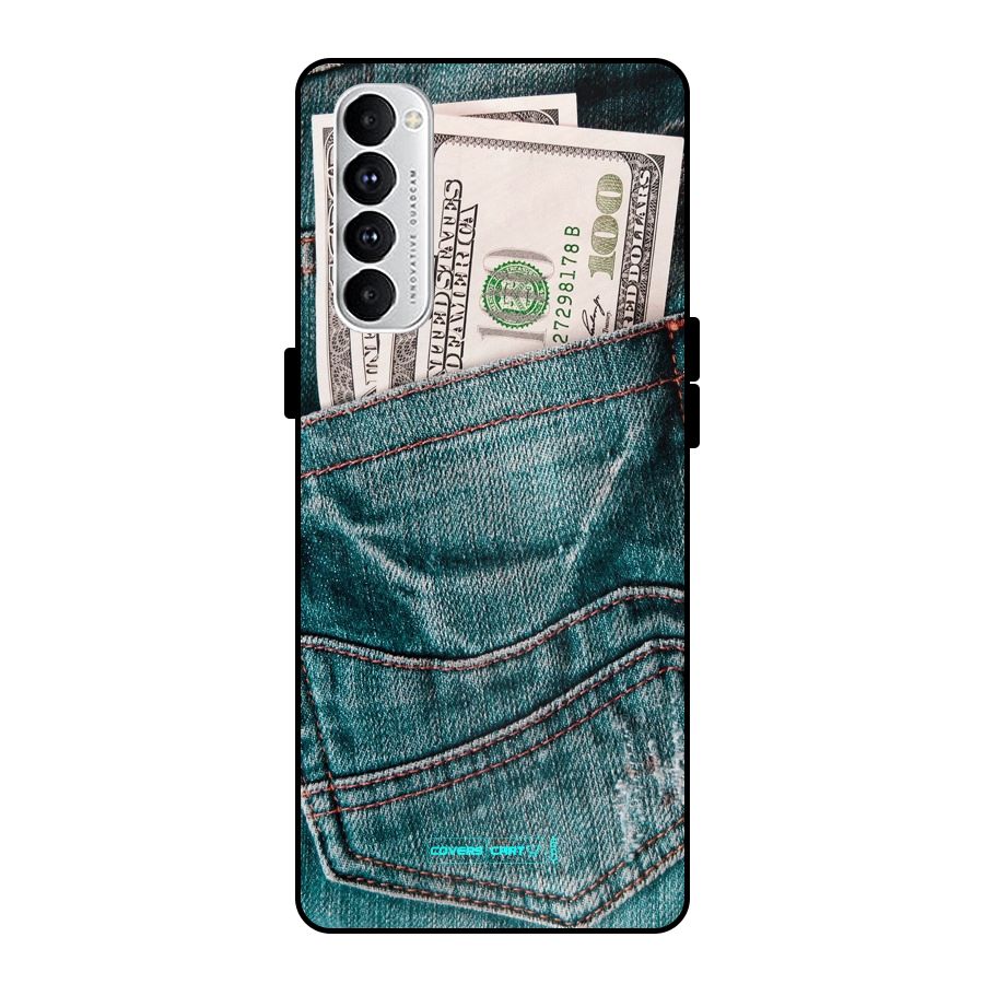 Money in Jeans Metal Back Case for Oppo Reno4 Pro