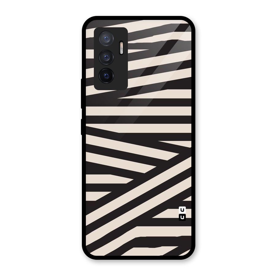Monochrome Lines Glass Back Case for Vivo V23e