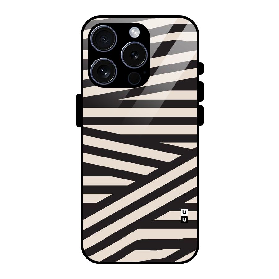 Monochrome Lines Glass Back Case for iPhone 15 Pro