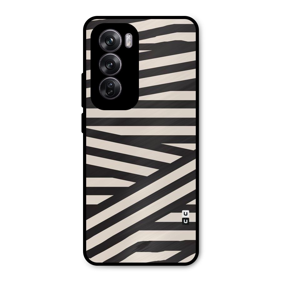 Monochrome Lines Metal Back Case for Oppo Reno12 Pro