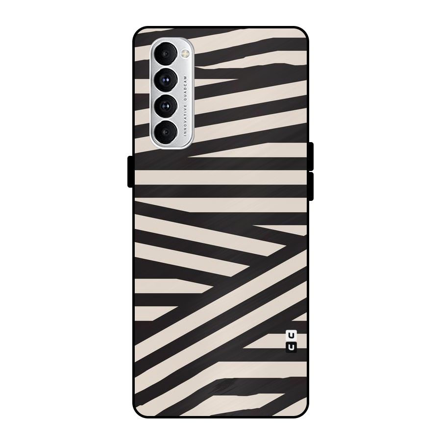 Monochrome Lines Metal Back Case for Oppo Reno4 Pro