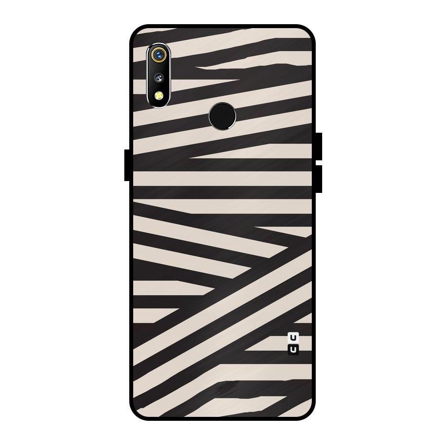 Monochrome Lines Metal Back Case for Realme 3i