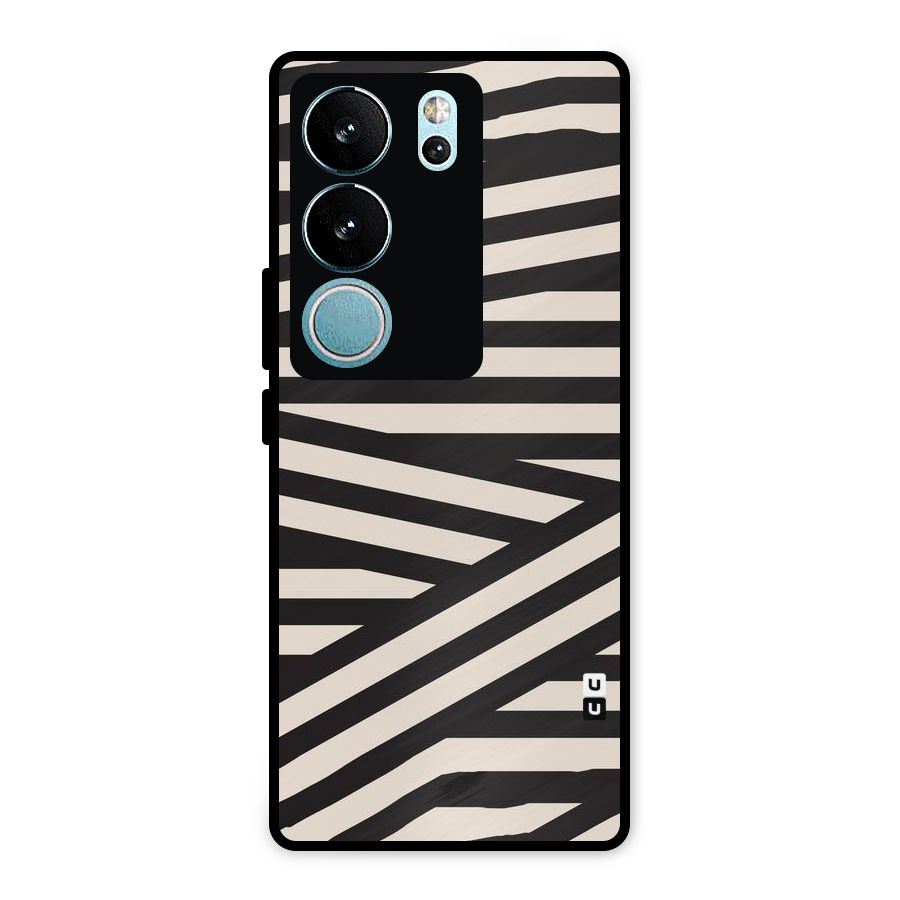 Monochrome Lines Metal Back Case for Vivo V29 Pro