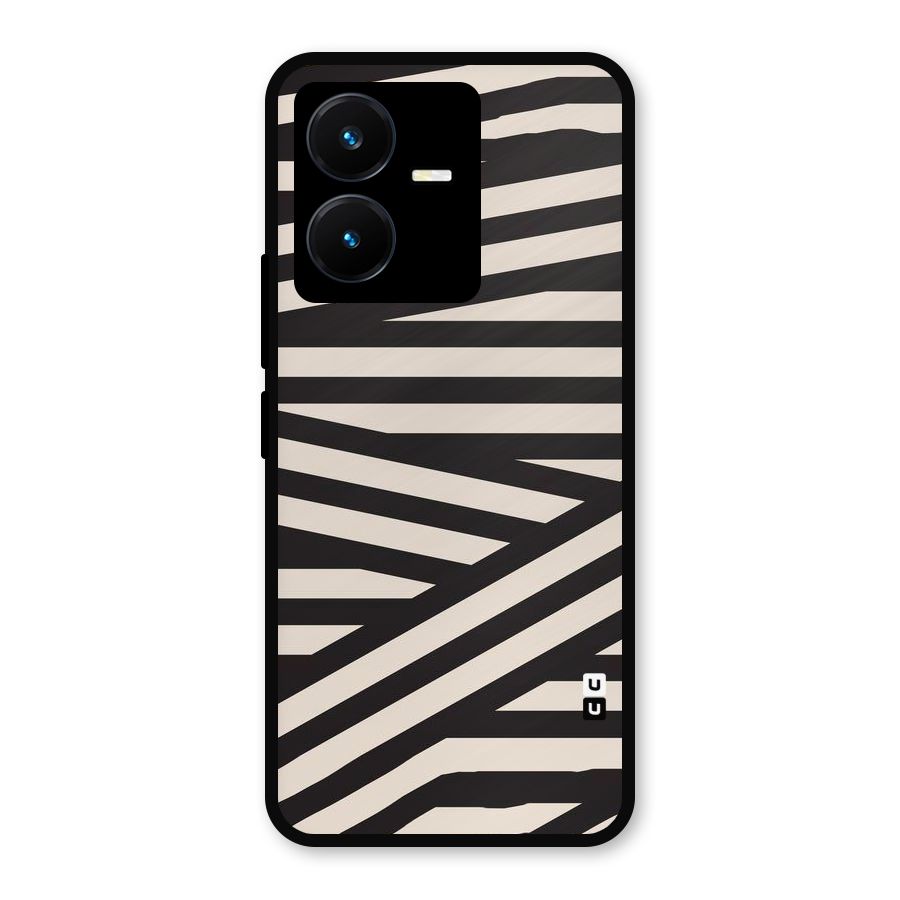 Monochrome Lines Metal Back Case for Vivo Y22
