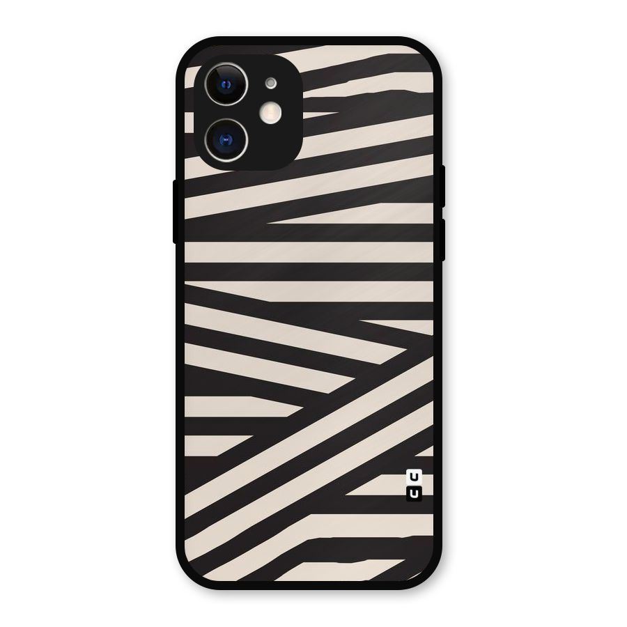 Monochrome Lines Metal Back Case for iPhone 12