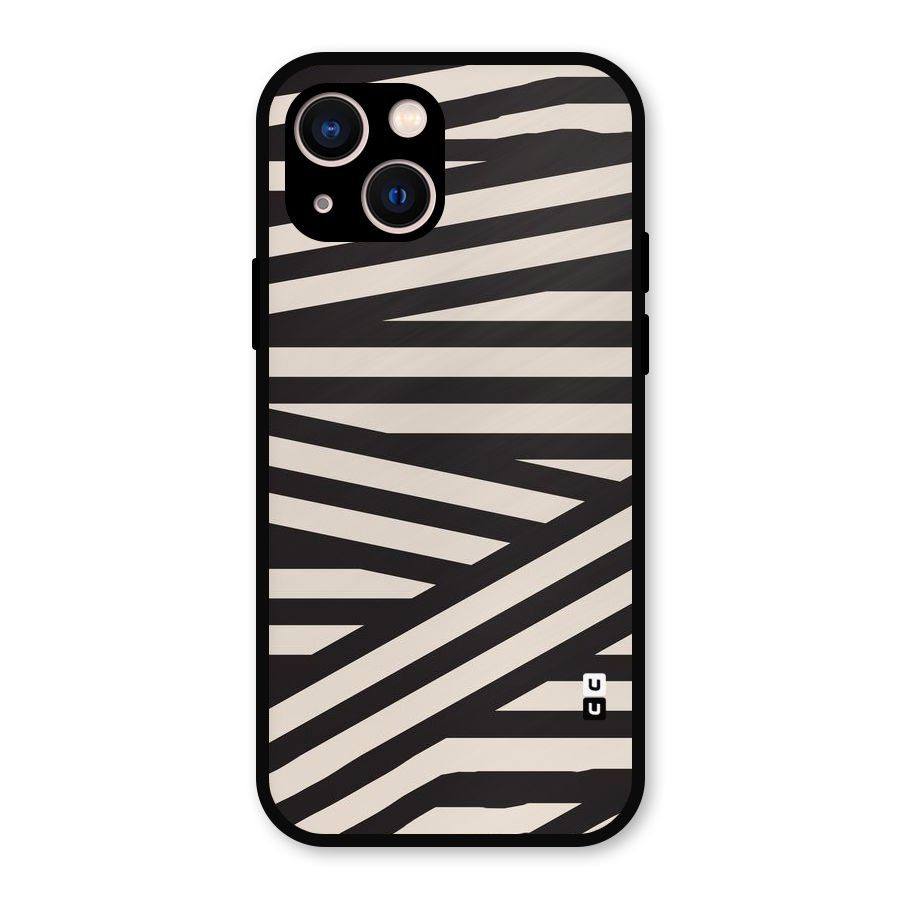 Monochrome Lines Metal Back Case for iPhone 13