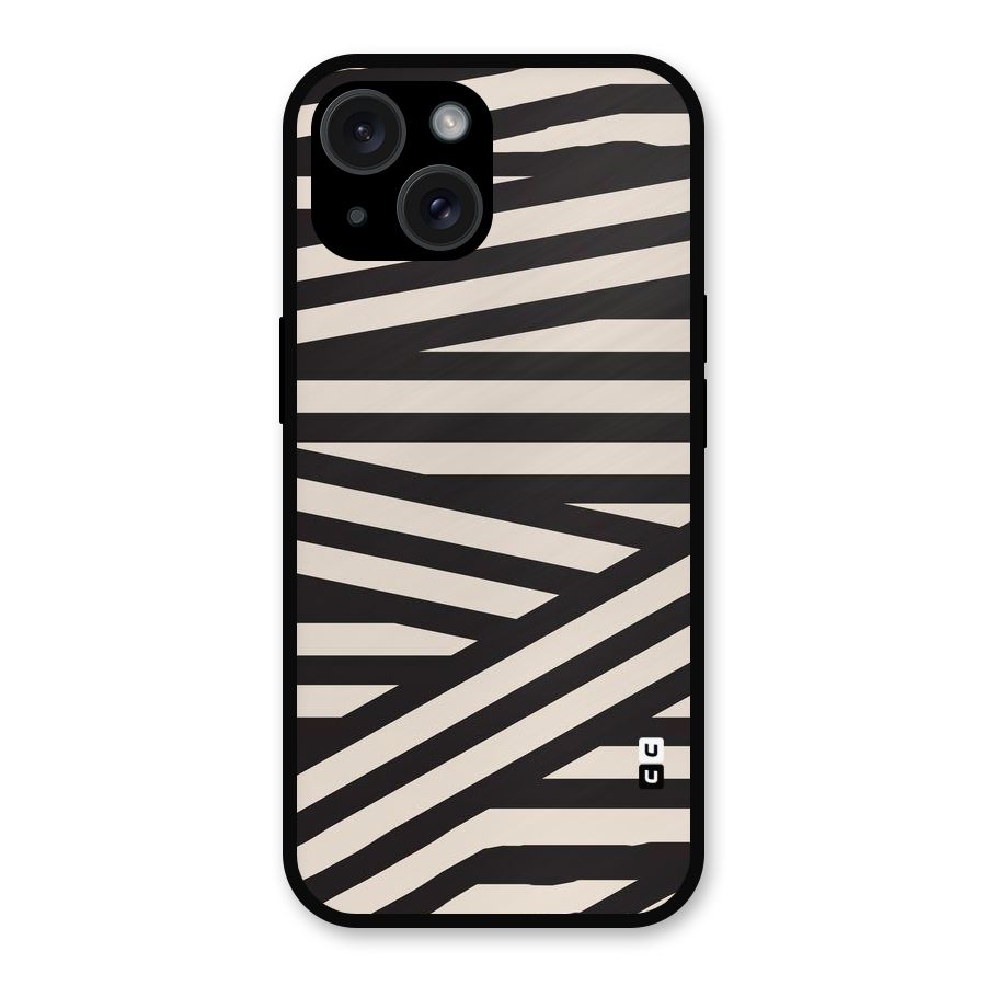 Monochrome Lines Metal Back Case for iPhone 15