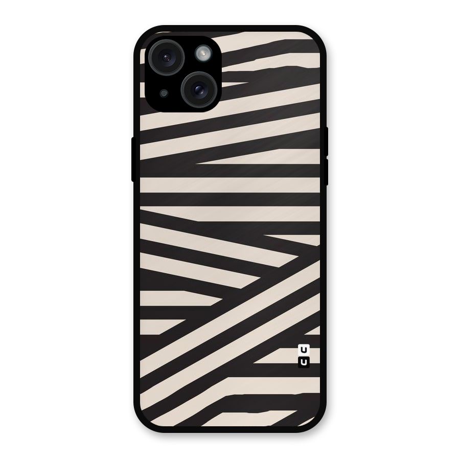 Monochrome Lines Metal Back Case for iPhone 15 Plus
