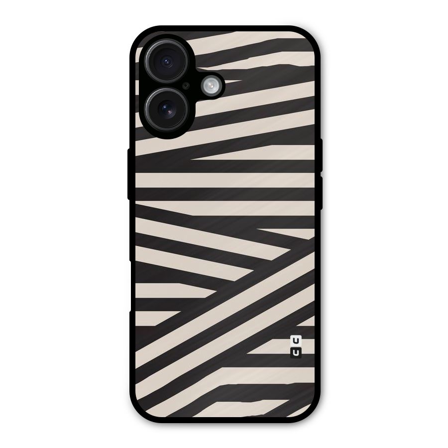 Monochrome Lines Metal Back Case for iPhone 16