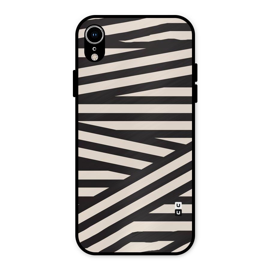 Monochrome Lines Metal Back Case for iPhone XR