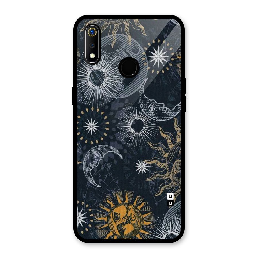Moon And Sun Glass Back Case for Realme 3i