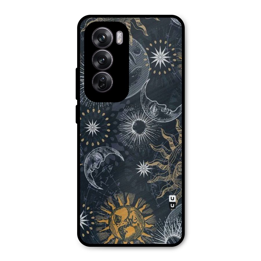 Moon And Sun Metal Back Case for Oppo Reno12 Pro