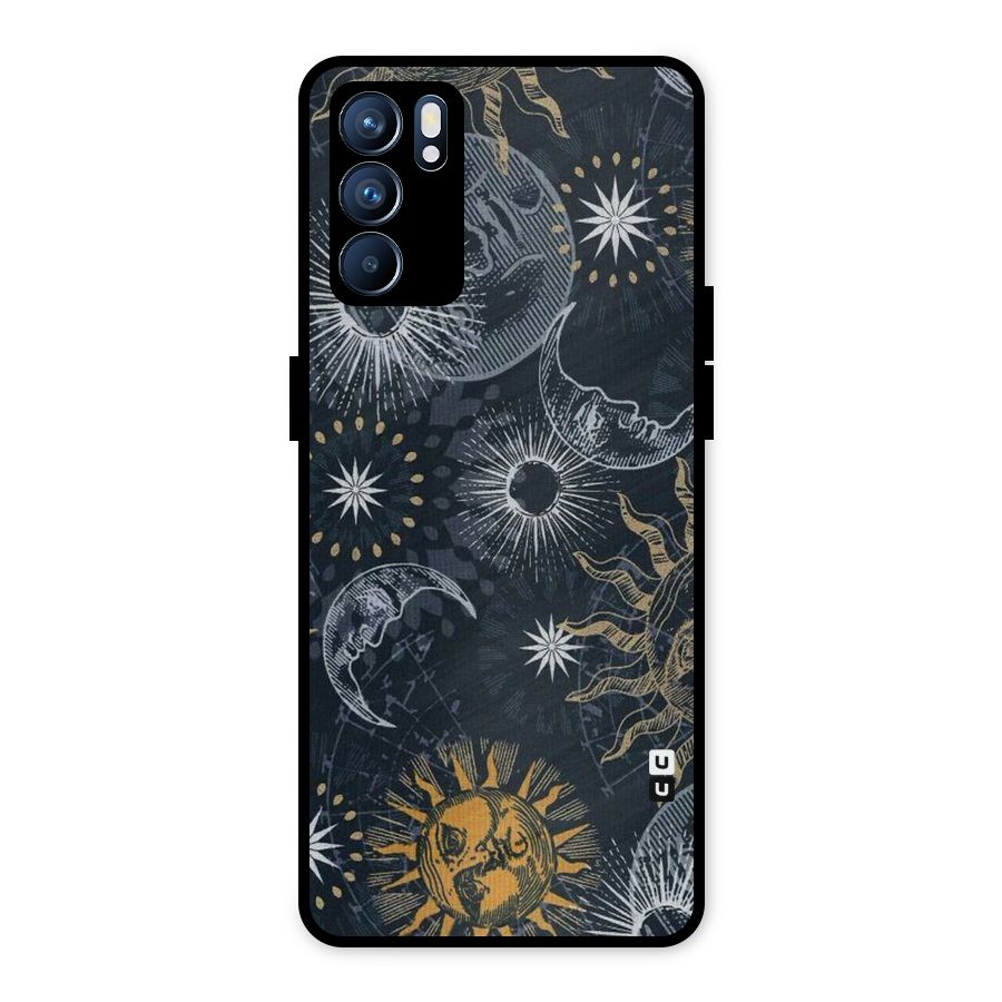 Moon And Sun Metal Back Case for Oppo Reno6 5G