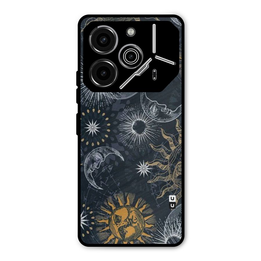 Moon And Sun Metal Back Case for Tecno Pova 6 Pro