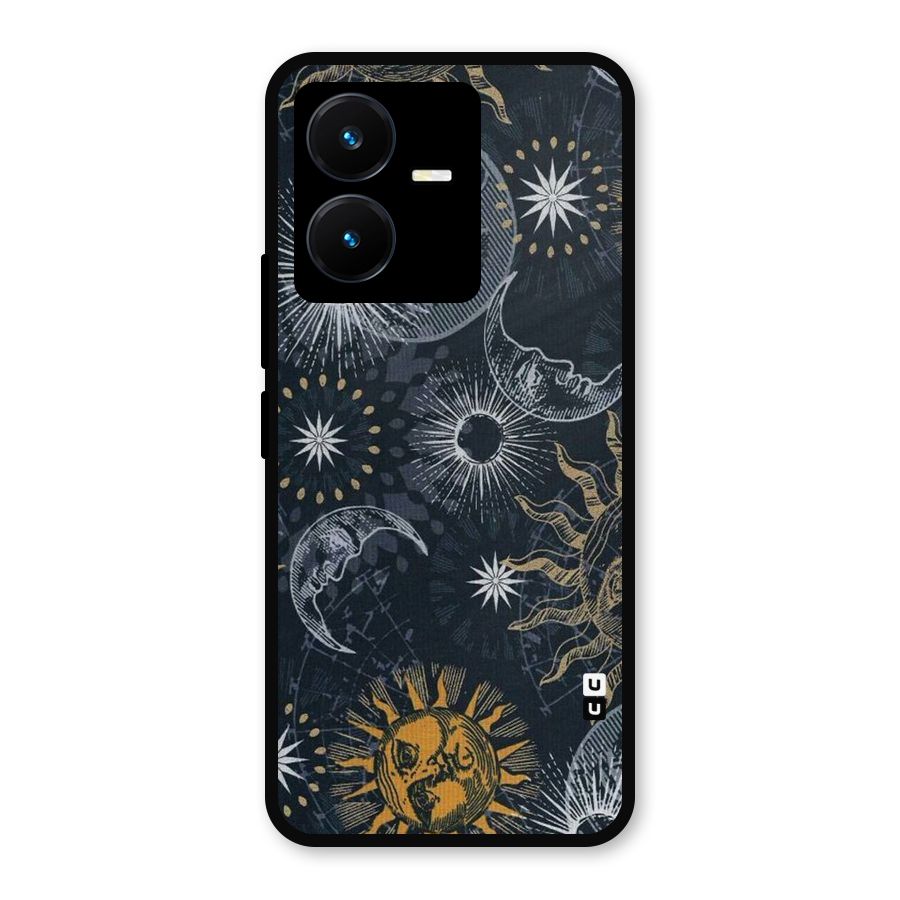 Moon And Sun Metal Back Case for Vivo Y22