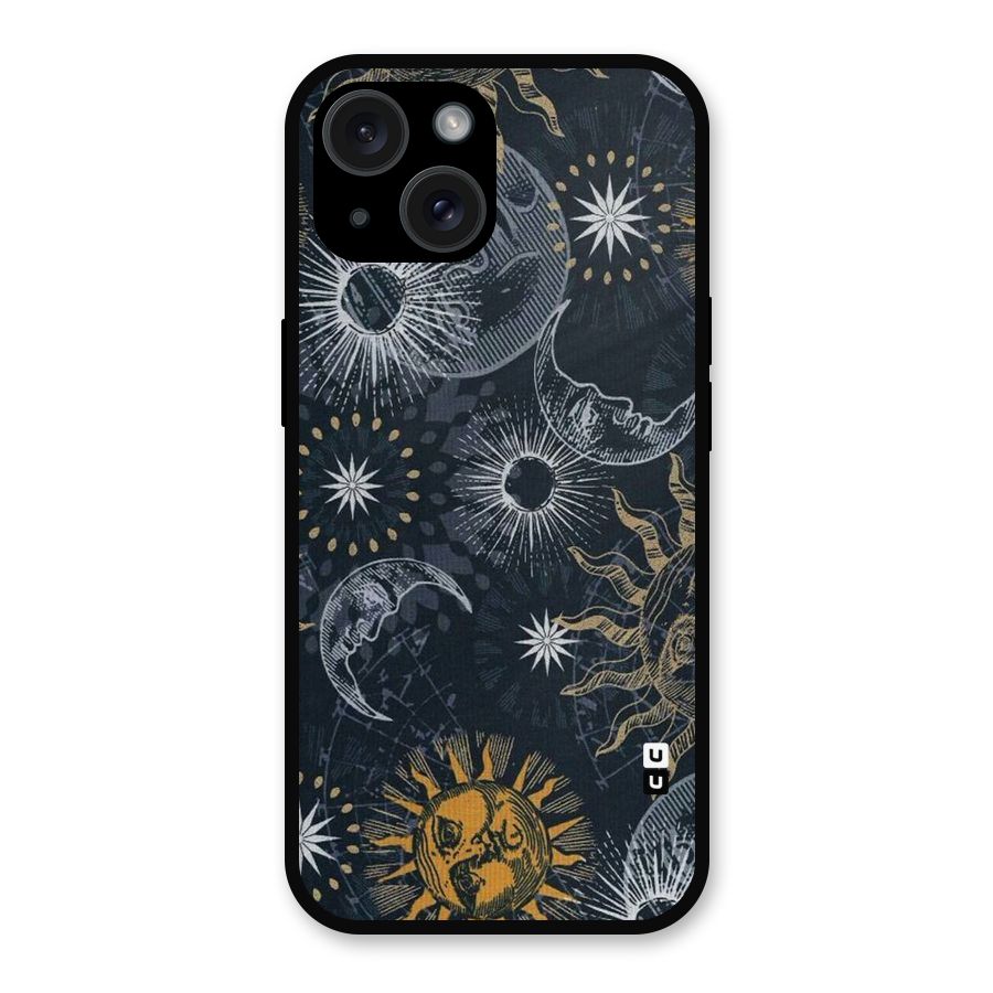 Moon And Sun Metal Back Case for iPhone 15