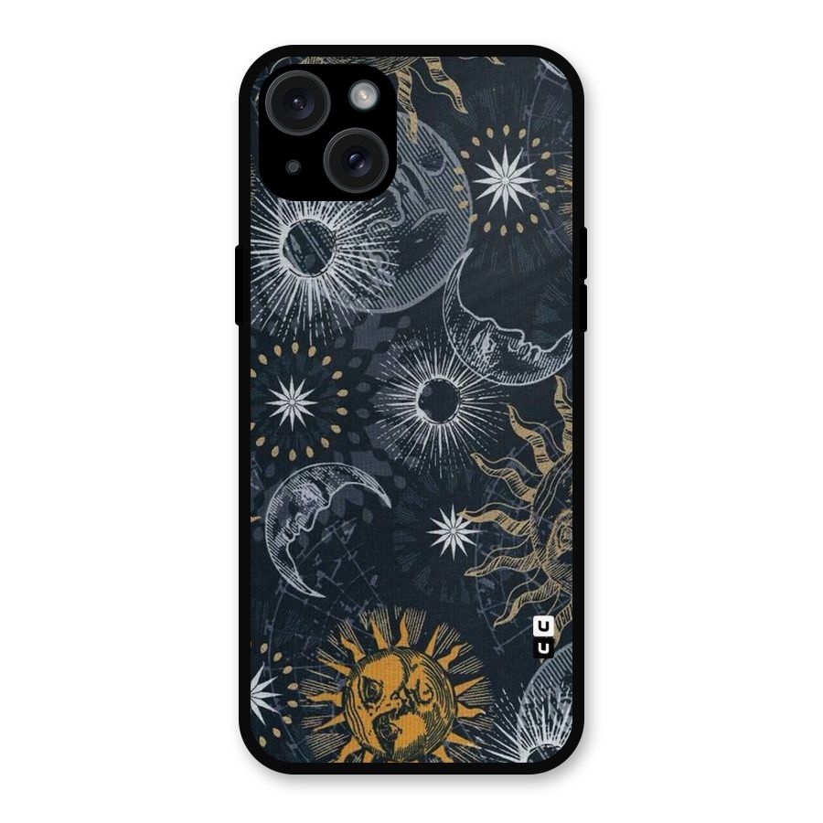 Moon And Sun Metal Back Case for iPhone 15 Plus