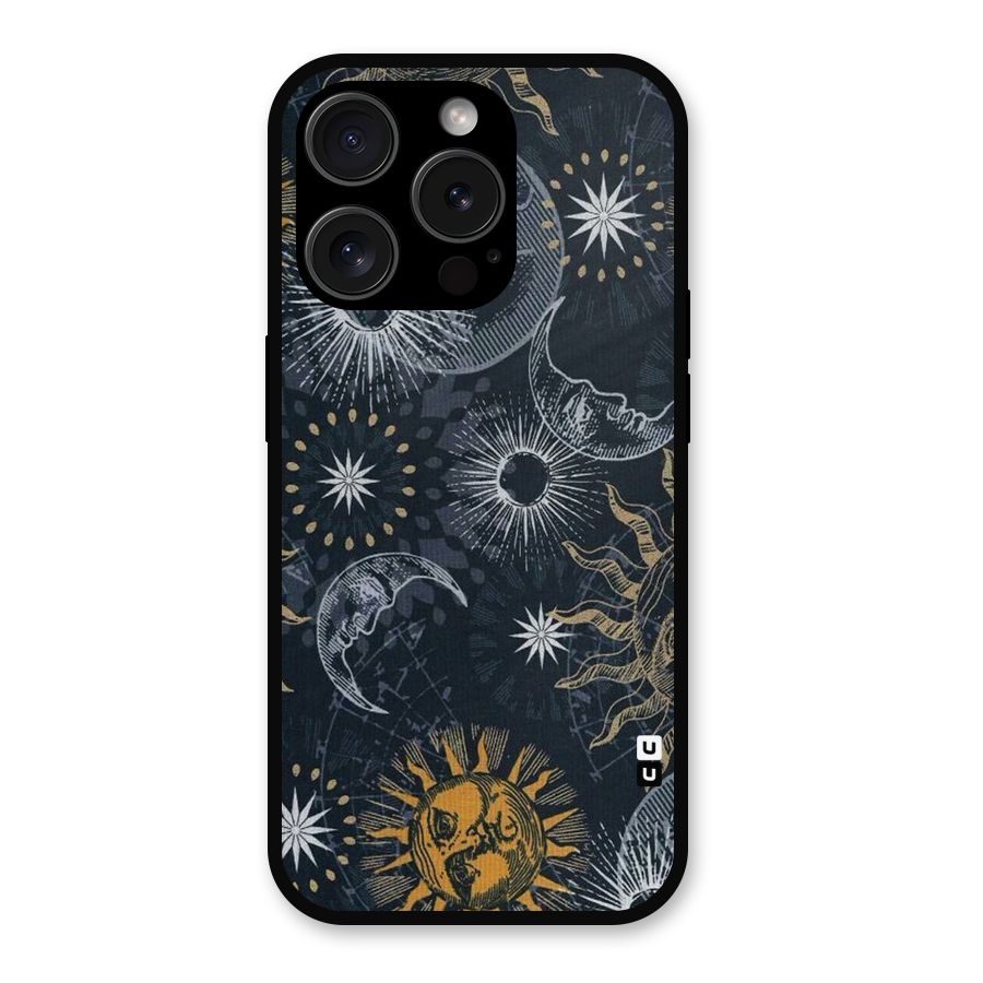 Moon And Sun Metal Back Case for iPhone 15 Pro