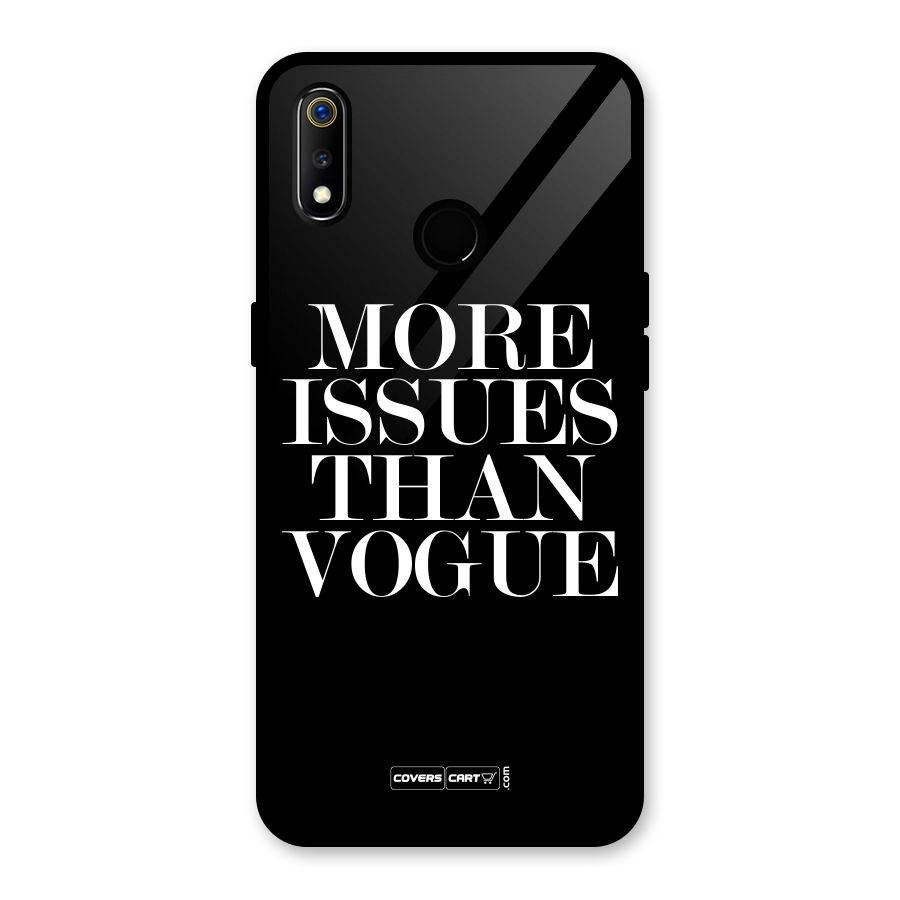More Issues than Vogue (Black) Glass Back Case for Realme 3i