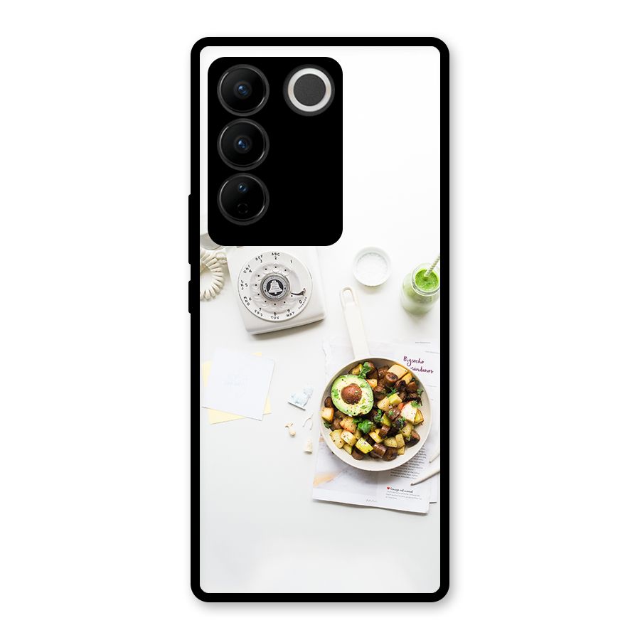 Morning Breakfast Glass Back Case for Vivo V27