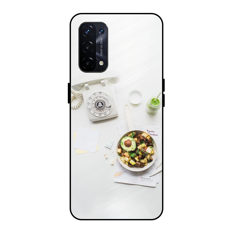 Morning Breakfast Metal Back Case for Oppo A74 5G