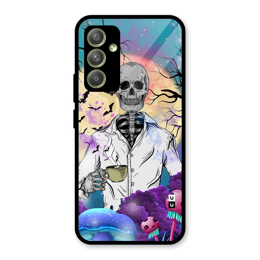 Morning Tea Skull Glass Back Case for Galaxy A54