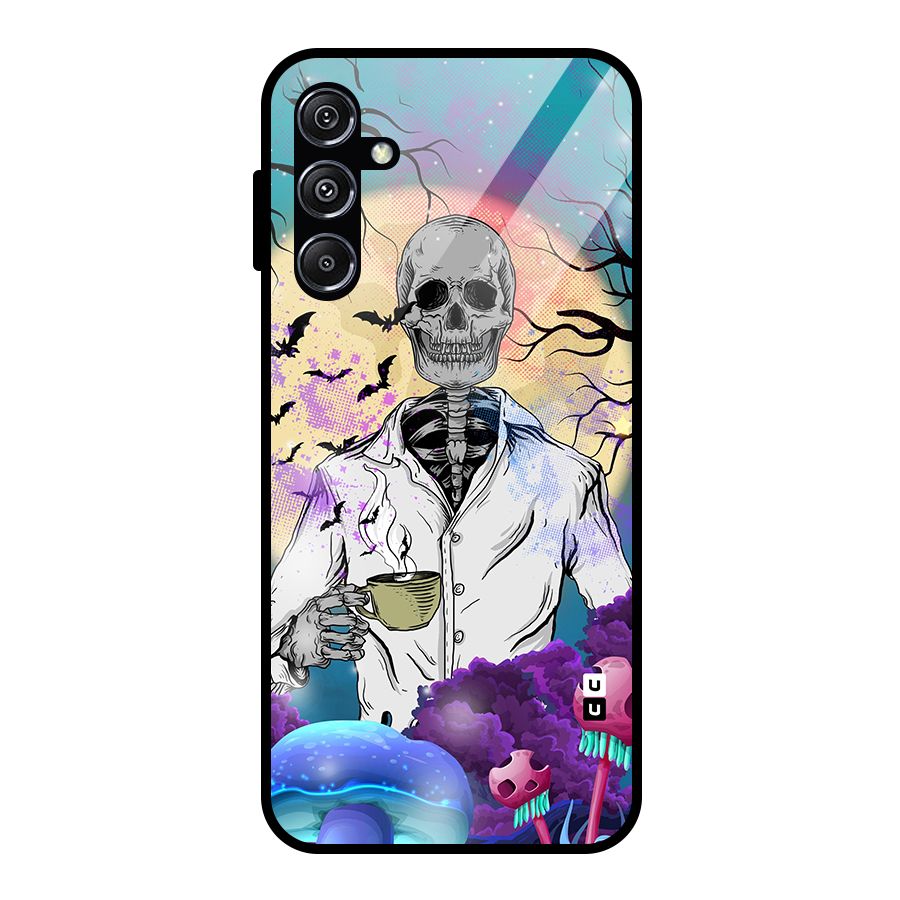 Morning Tea Skull Glass Back Case for Galaxy M34 5G