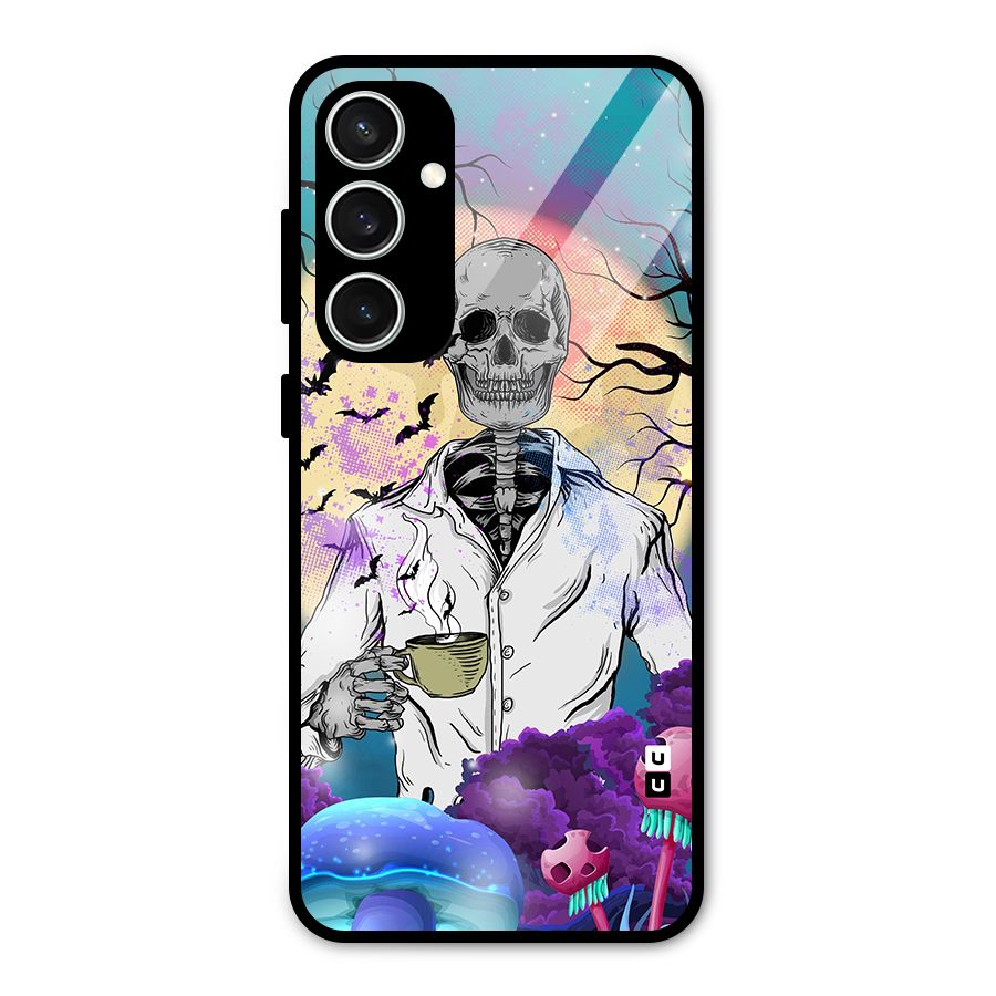 Morning Tea Skull Glass Back Case for Galaxy S23 FE