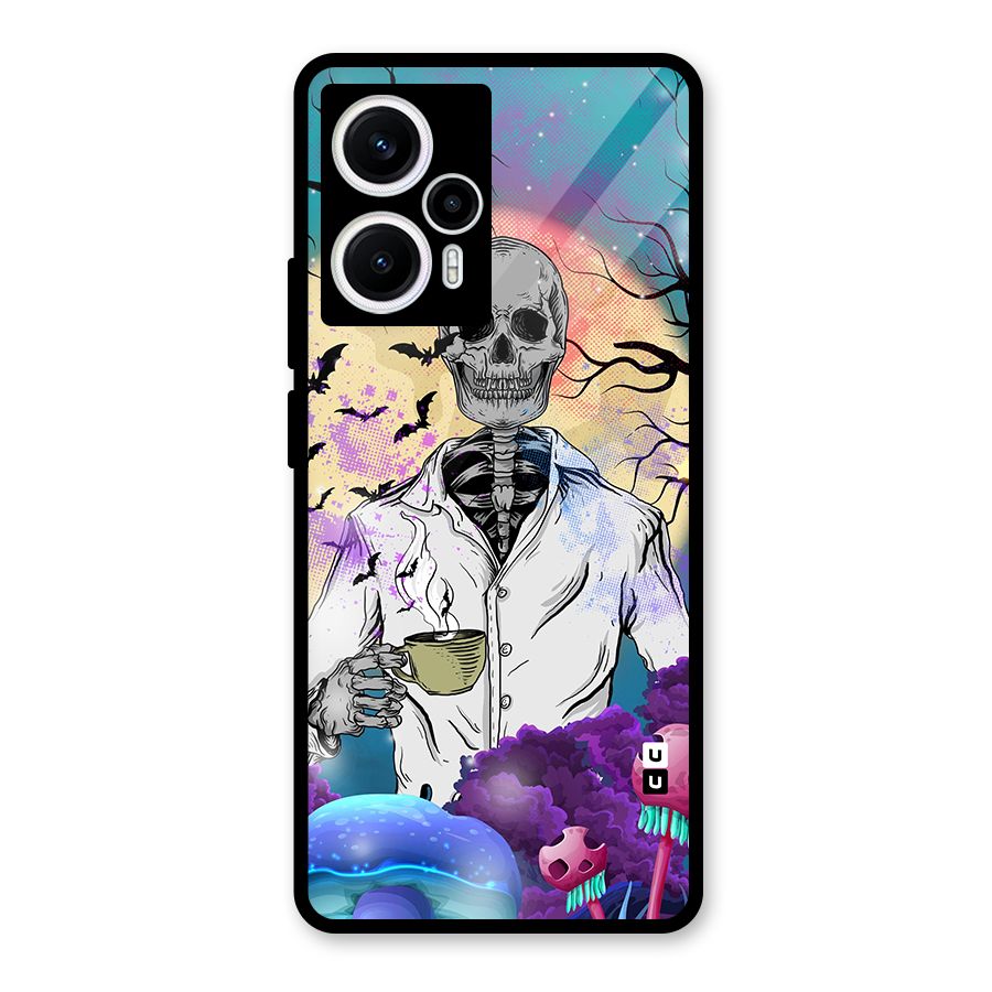 Morning Tea Skull Glass Back Case for Poco F5