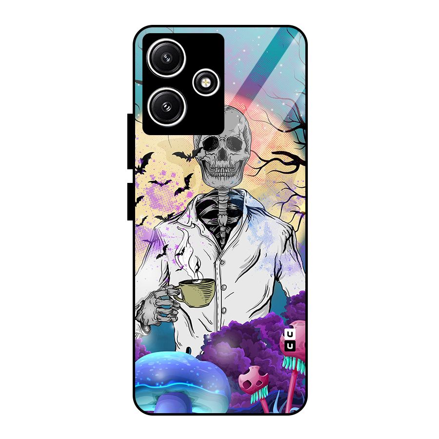 Morning Tea Skull Glass Back Case for Poco M6 Pro