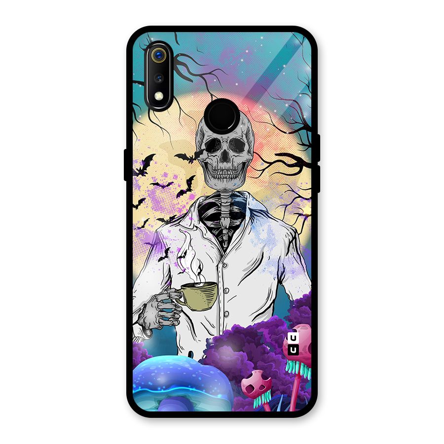 Morning Tea Skull Glass Back Case for Realme 3i