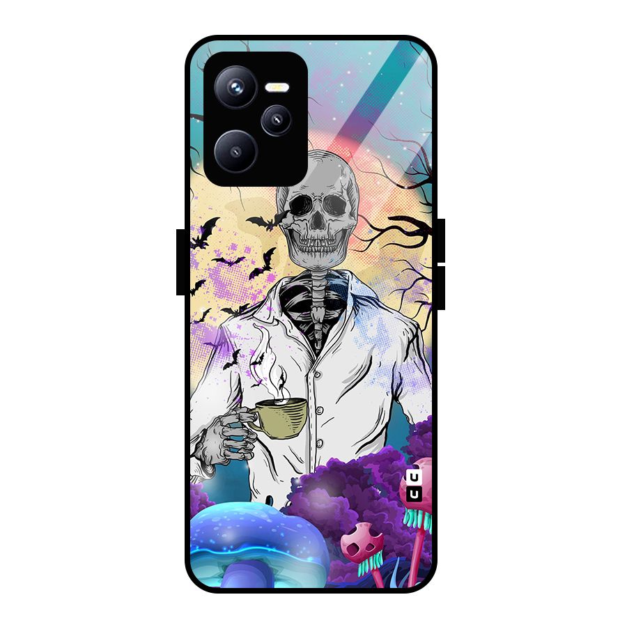 Morning Tea Skull Glass Back Case for Realme C35