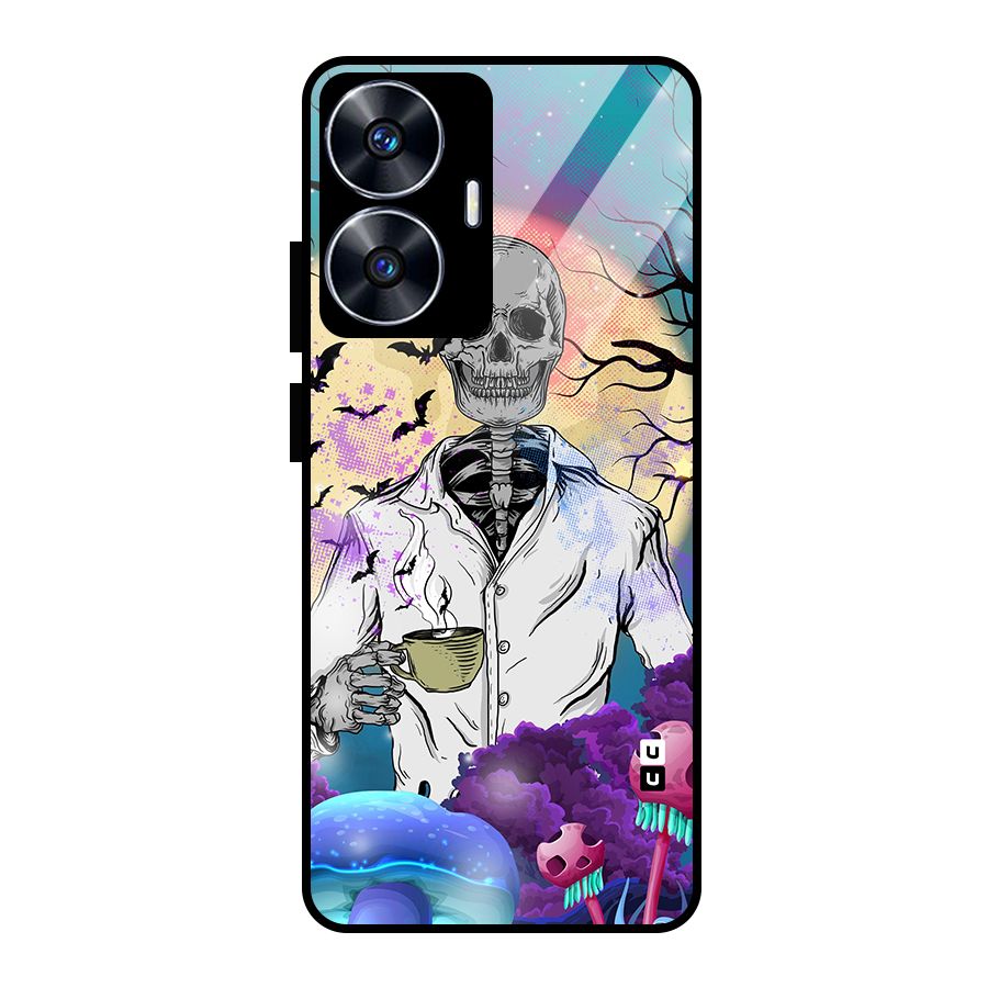 Morning Tea Skull Glass Back Case for Realme Narzo N55