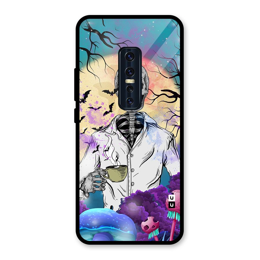Morning Tea Skull Glass Back Case for Vivo V17 Pro