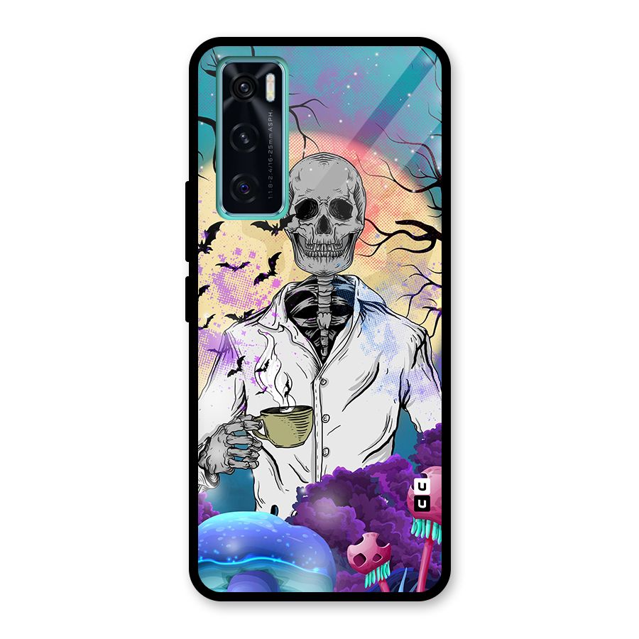Morning Tea Skull Glass Back Case for Vivo V20 SE