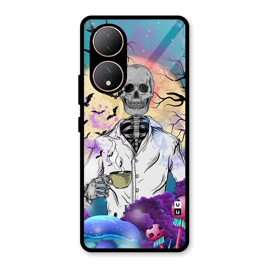 Morning Tea Skull Glass Back Case for Vivo Y100A