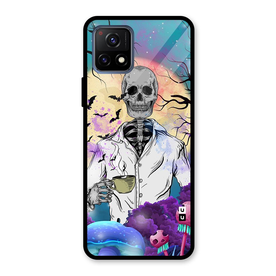 Morning Tea Skull Glass Back Case for Vivo Y72 5G
