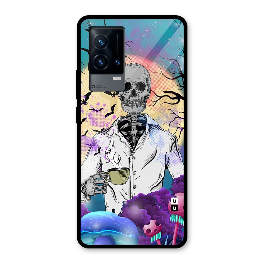 Morning Tea Skull Glass Back Case for iQOO 9 5G