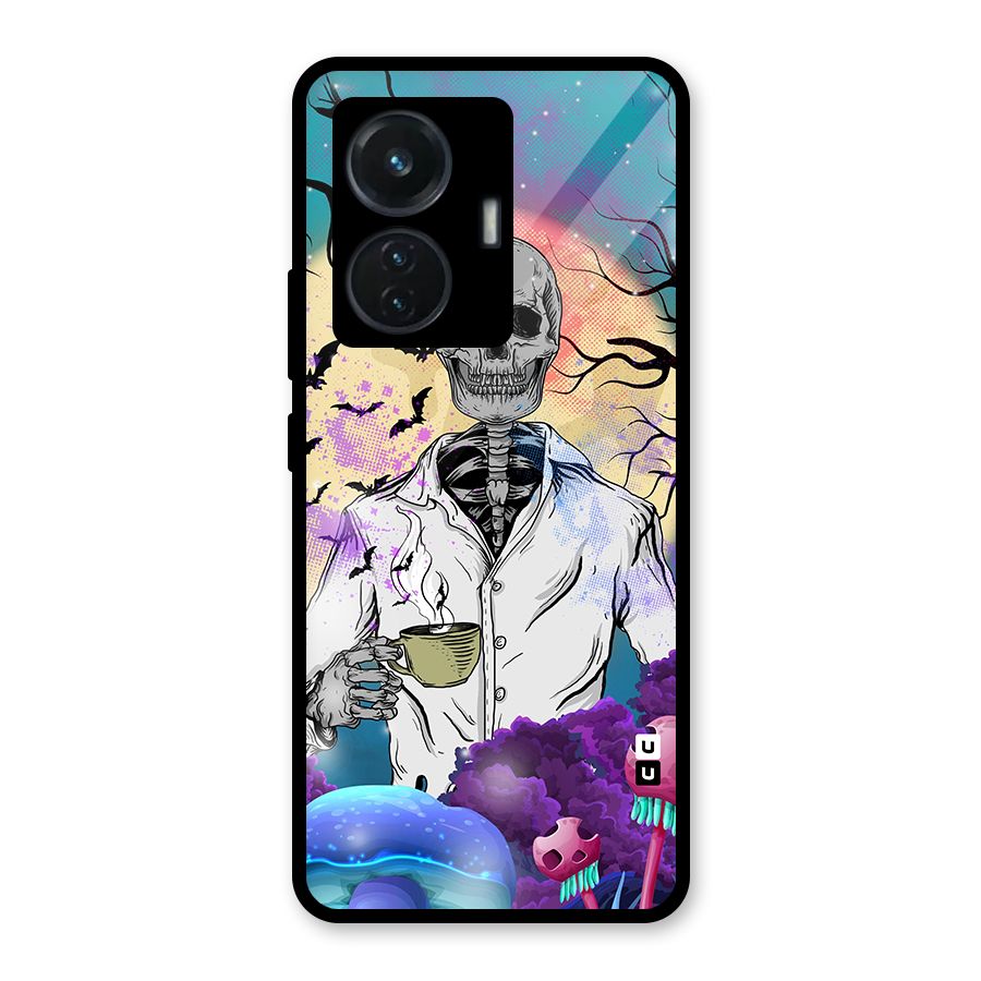 Morning Tea Skull Glass Back Case for iQOO Z6 44W
