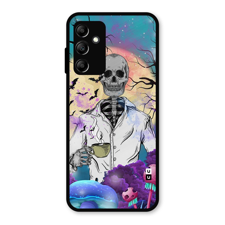 Morning Tea Skull Metal Back Case for Galaxy A14 5G