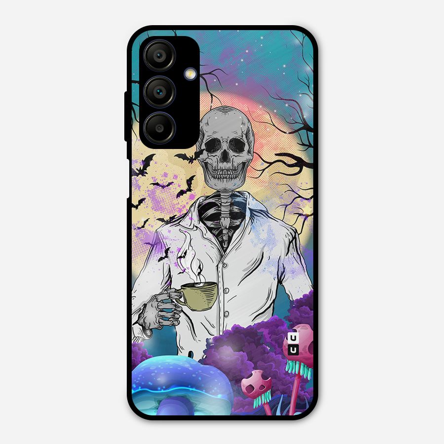 Morning Tea Skull Metal Back Case for Galaxy A15 5G