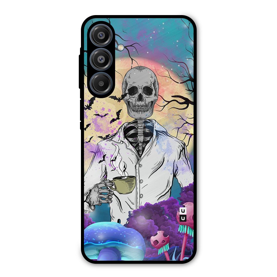 Morning Tea Skull Metal Back Case for Galaxy A16 5G