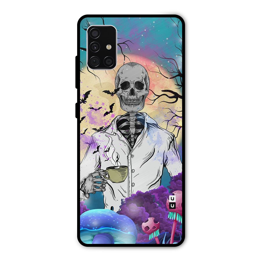 Morning Tea Skull Metal Back Case for Galaxy A51