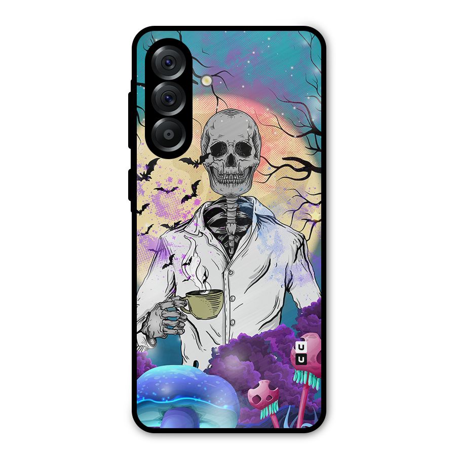 Morning Tea Skull Metal Back Case for Galaxy A56