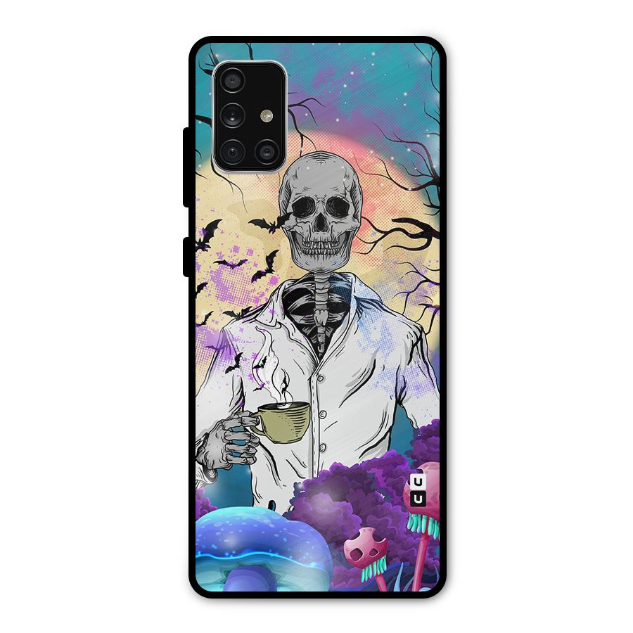 Morning Tea Skull Metal Back Case for Galaxy A71