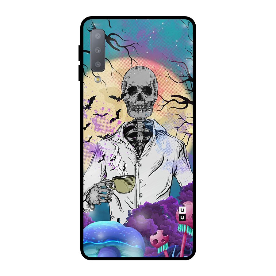 Morning Tea Skull Metal Back Case for Galaxy A7 (2018)