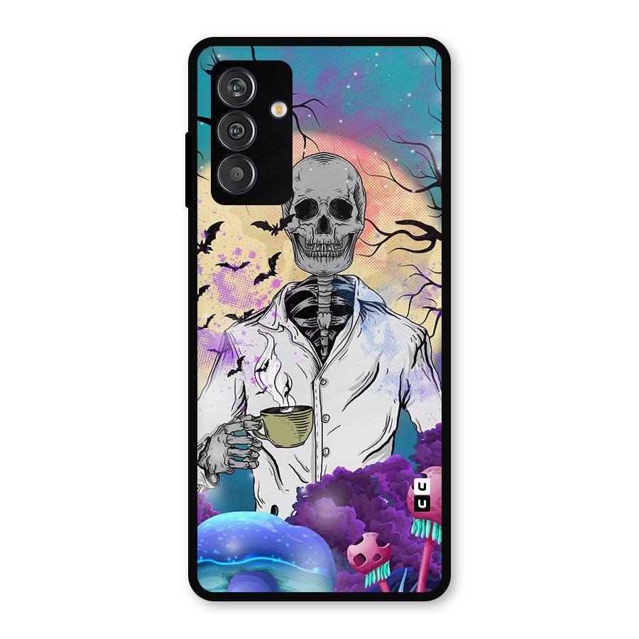 Morning Tea Skull Metal Back Case for Galaxy F13